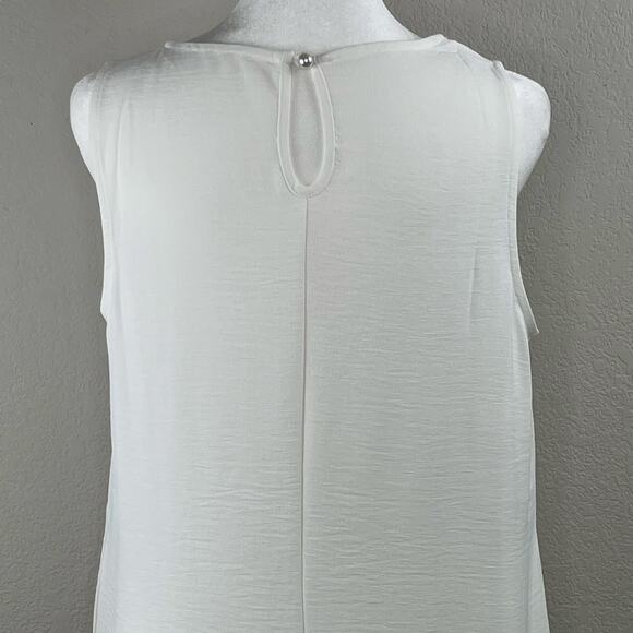 White Semi Sheer Casual Sleeveless Knee-Length Ruffle Mini Shift Dress Small NWT - Picture 7 of 13